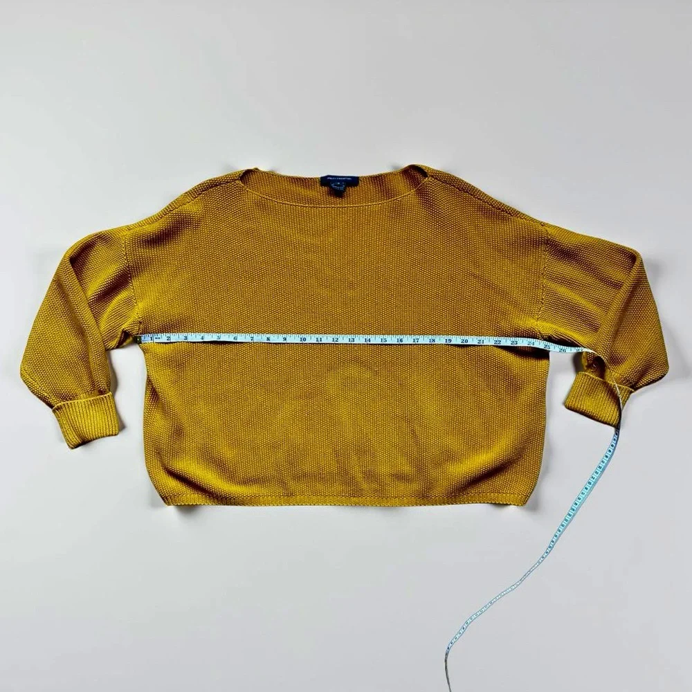 French Connection Mustard Cropped Women's Sweater with Boatneck - Picture 3 of 4